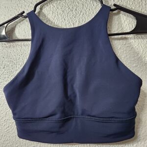Lululemon Women's  Energy  Navy Blue Sports Bra, High Neck Line, Size 6